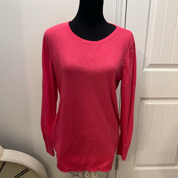 Clearance Green Tea Pink Waffle Knit Thermal Long Sleeve Sweater XL 0112A #36 - Picture 1 of 7